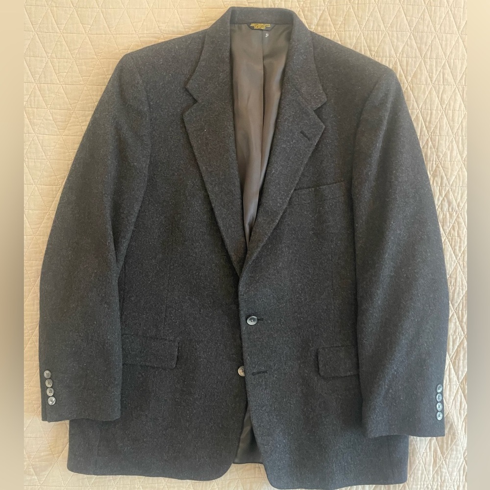 Turnbury Made in USA Substantial‎ Weight Cashmere Sport Jacket in Charcoal 46 R